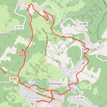Itinéraire La fontaine du Merle - Orcines, distance, dénivelé, altitude, carte, profil, trace GPS