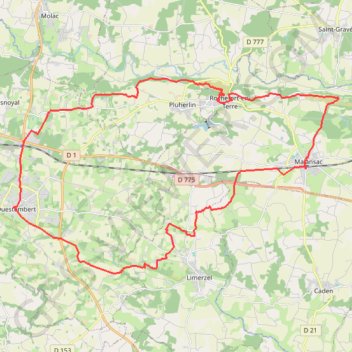 Itinéraire Route from Questembert to Rue du Centre, distance, dénivelé, altitude, carte, profil, trace GPS