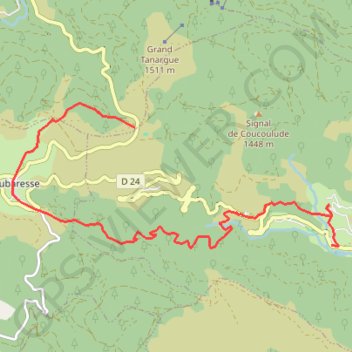 Itinéraire Loubaresse, distance, dénivelé, altitude, carte, profil, trace GPS