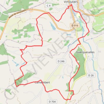 Itinéraire Au pays du Camembert - Vimoutiers, distance, dénivelé, altitude, carte, profil, trace GPS
