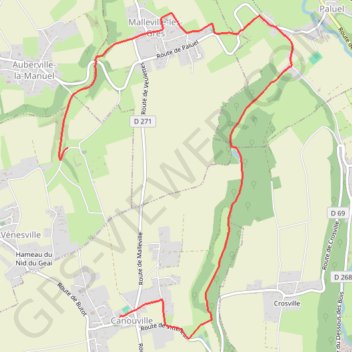 Itinéraire Le bois de Bascourt - Canouville, distance, dénivelé, altitude, carte, profil, trace GPS