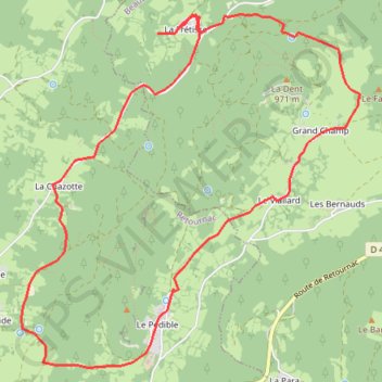 Itinéraire Circuit la fretisse - grand champ - le vialard le pedible - la chazotte la fretisse, distance, dénivelé, altitude, carte, profil, trace GPS