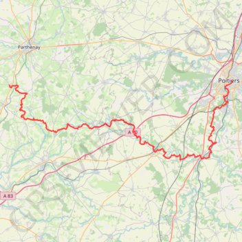 Itinéraire GR 364 : De Poitiers (Vienne) à Saint-Pardoux (Deux-Sèvres), distance, dénivelé, altitude, carte, profil, trace GPS