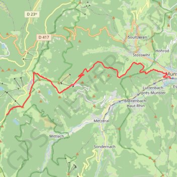 Itinéraire Tour de la grande Vallée de Munster (Munster - refuge du Rainkopf), distance, dénivelé, altitude, carte, profil, trace GPS