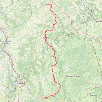 Itinéraire Canal du Nivernais, distance, dénivelé, altitude, carte, profil, trace GPS