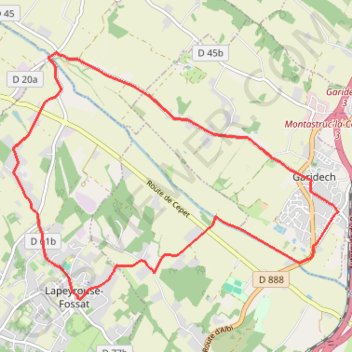 Itinéraire Lapeyrouse Garidech, distance, dénivelé, altitude, carte, profil, trace GPS