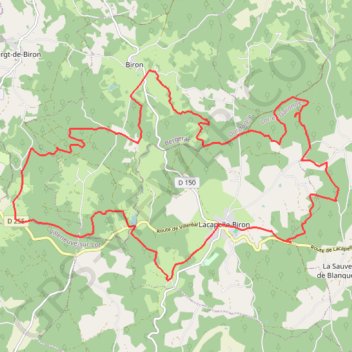Itinéraire Autour de Lacapelle, en passant par Biron, distance, dénivelé, altitude, carte, profil, trace GPS