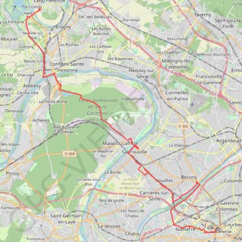 Itinéraire Defense - Cergy, distance, dénivelé, altitude, carte, profil, trace GPS