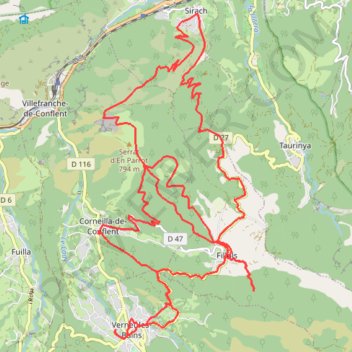 Itinéraire Sous le Canigou Vernet-les-Bains, distance, dénivelé, altitude, carte, profil, trace GPS