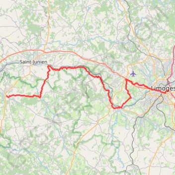Itinéraire V 93 Limoges - Rochechouart, distance, dénivelé, altitude, carte, profil, trace GPS