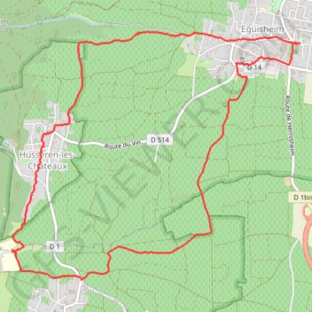 Itinéraire Circuit Eguisheim, distance, dénivelé, altitude, carte, profil, trace GPS