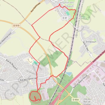 Itinéraire Camphin-en-Carembault, distance, dénivelé, altitude, carte, profil, trace GPS
