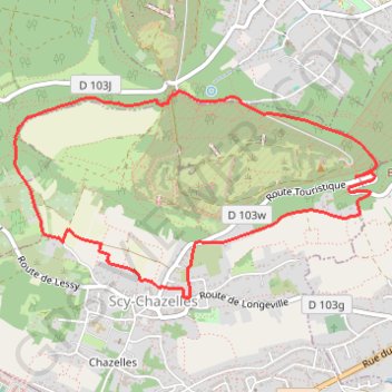 Itinéraire Scy-Chazelles, distance, dénivelé, altitude, carte, profil, trace GPS