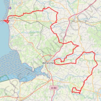 Itinéraire isigny_granville, distance, dénivelé, altitude, carte, profil, trace GPS