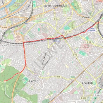 Itinéraire Coulée Verte Clamart, distance, dénivelé, altitude, carte, profil, trace GPS