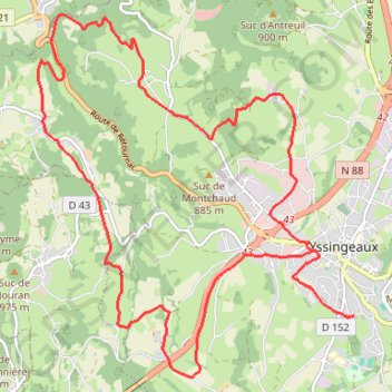 Itinéraire Le Velay des 3 Rivières - Les Cinq Villages Yssingeaux, distance, dénivelé, altitude, carte, profil, trace GPS