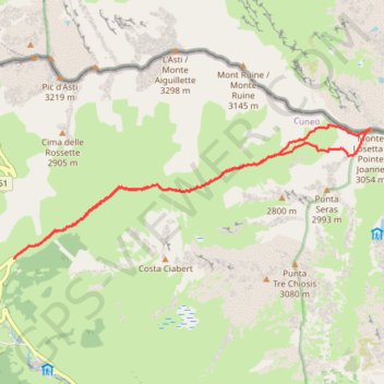 Itinéraire Pointe Joanne ou Cime de la Losetta, distance, dénivelé, altitude, carte, profil, trace GPS