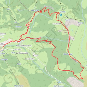 Itinéraire Ban Rouge, distance, dénivelé, altitude, carte, profil, trace GPS