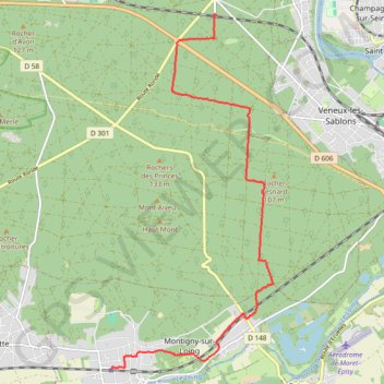 Itinéraire De Thomery à Montigny-sur-Loing, distance, dénivelé, altitude, carte, profil, trace GPS