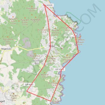 Itinéraire Pals-Bagur-625295, distance, dénivelé, altitude, carte, profil, trace GPS