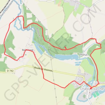 Itinéraire Dolmen à Château Larcher, distance, dénivelé, altitude, carte, profil, trace GPS