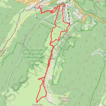 Itinéraire Colomby de Gex, distance, dénivelé, altitude, carte, profil, trace GPS