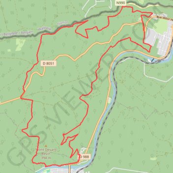Itinéraire Révin - Les Bois Bryas - Ri d'Alyse et d'Oignies, distance, dénivelé, altitude, carte, profil, trace GPS