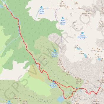 Itinéraire Le Mont Valier du Pla de la Lau, distance, dénivelé, altitude, carte, profil, trace GPS