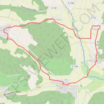 Itinéraire Meuilley, distance, dénivelé, altitude, carte, profil, trace GPS