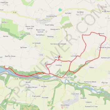 Itinéraire Circuit Kerfaven, distance, dénivelé, altitude, carte, profil, trace GPS