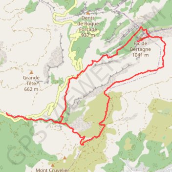 Itinéraire Le Pic de Bertagne depuis Gémenos, distance, dénivelé, altitude, carte, profil, trace GPS