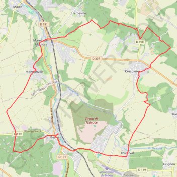 Itinéraire Autour de Beynes, distance, dénivelé, altitude, carte, profil, trace GPS