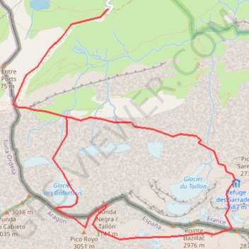 Itinéraire Taillon par le glacier des Gabiétous, distance, dénivelé, altitude, carte, profil, trace GPS