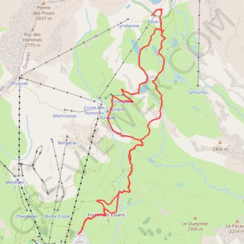 Itinéraire Circuit des lacs depuis Orcière Merlette (parking Merlette), distance, dénivelé, altitude, carte, profil, trace GPS