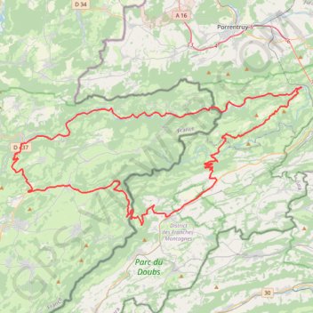 Itinéraire Le Franco-Suisse - Doubs, distance, dénivelé, altitude, carte, profil, trace GPS