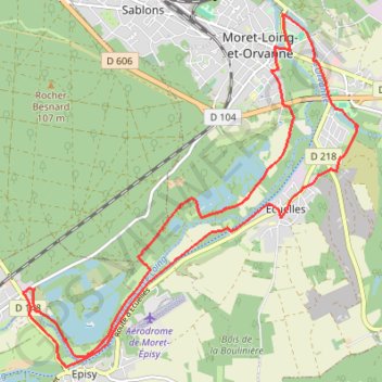 Itinéraire Pont à Pont sur le Loing, distance, dénivelé, altitude, carte, profil, trace GPS