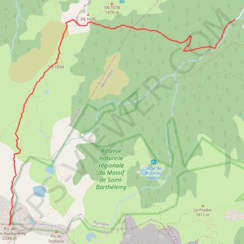 Itinéraire Pic de Saint-Barthélemy par Montségur, distance, dénivelé, altitude, carte, profil, trace GPS