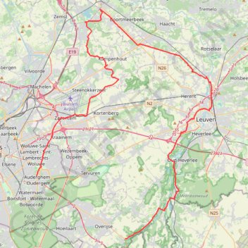 Itinéraire LEUVEN, distance, dénivelé, altitude, carte, profil, trace GPS