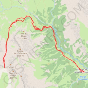 Itinéraire Colle del Vallone, distance, dénivelé, altitude, carte, profil, trace GPS
