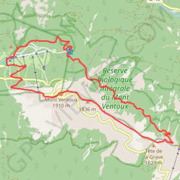 Itinéraire Ventoux Tête de la Grave, distance, dénivelé, altitude, carte, profil, trace GPS
