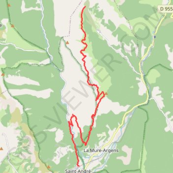 Itinéraire Argens - Saint-André-les-Alpes, distance, dénivelé, altitude, carte, profil, trace GPS