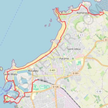 Itinéraire Saint Malo Rotheneuf, distance, dénivelé, altitude, carte, profil, trace GPS