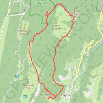 Itinéraire Roche rousse-gouffre berger- sornin, distance, dénivelé, altitude, carte, profil, trace GPS