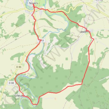 Itinéraire Noyers-sur-Serein, distance, dénivelé, altitude, carte, profil, trace GPS