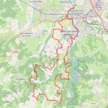 Itinéraire Envolée Verte - Andrézieux-Bouthéon, distance, dénivelé, altitude, carte, profil, trace GPS