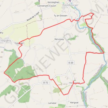 Itinéraire Autour de Hengoat, distance, dénivelé, altitude, carte, profil, trace GPS