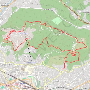 Itinéraire Tour du Faron par le vallon des hirondelles, distance, dénivelé, altitude, carte, profil, trace GPS