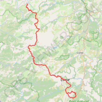 Itinéraire GR 20 Calenzana-Conca, distance, dénivelé, altitude, carte, profil, trace GPS
