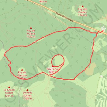Itinéraire Pariou, distance, dénivelé, altitude, carte, profil, trace GPS