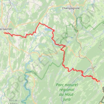 Itinéraire Le Jura d'Ouest en Est, distance, dénivelé, altitude, carte, profil, trace GPS